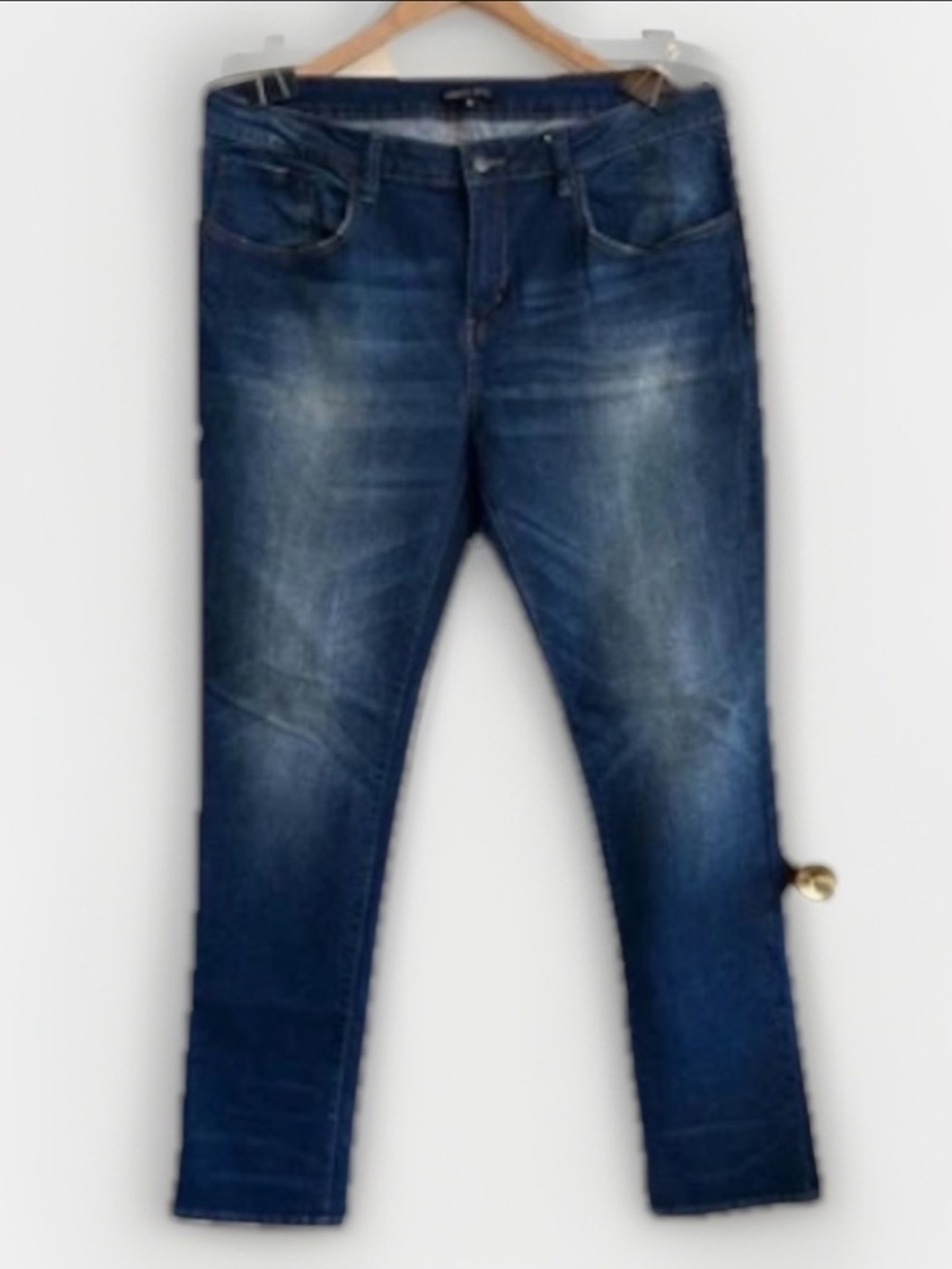 Double Dyed Dark Blue Denim Jeans